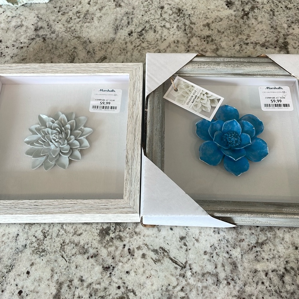 2 shadow box floral frames